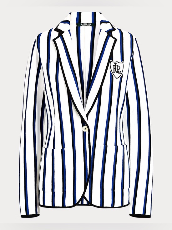Lauren Ralph Lauren Jackets & Blazers - Lauren Ralph Lauren Bullion-Patch Women Striped Blazer (Size XL)